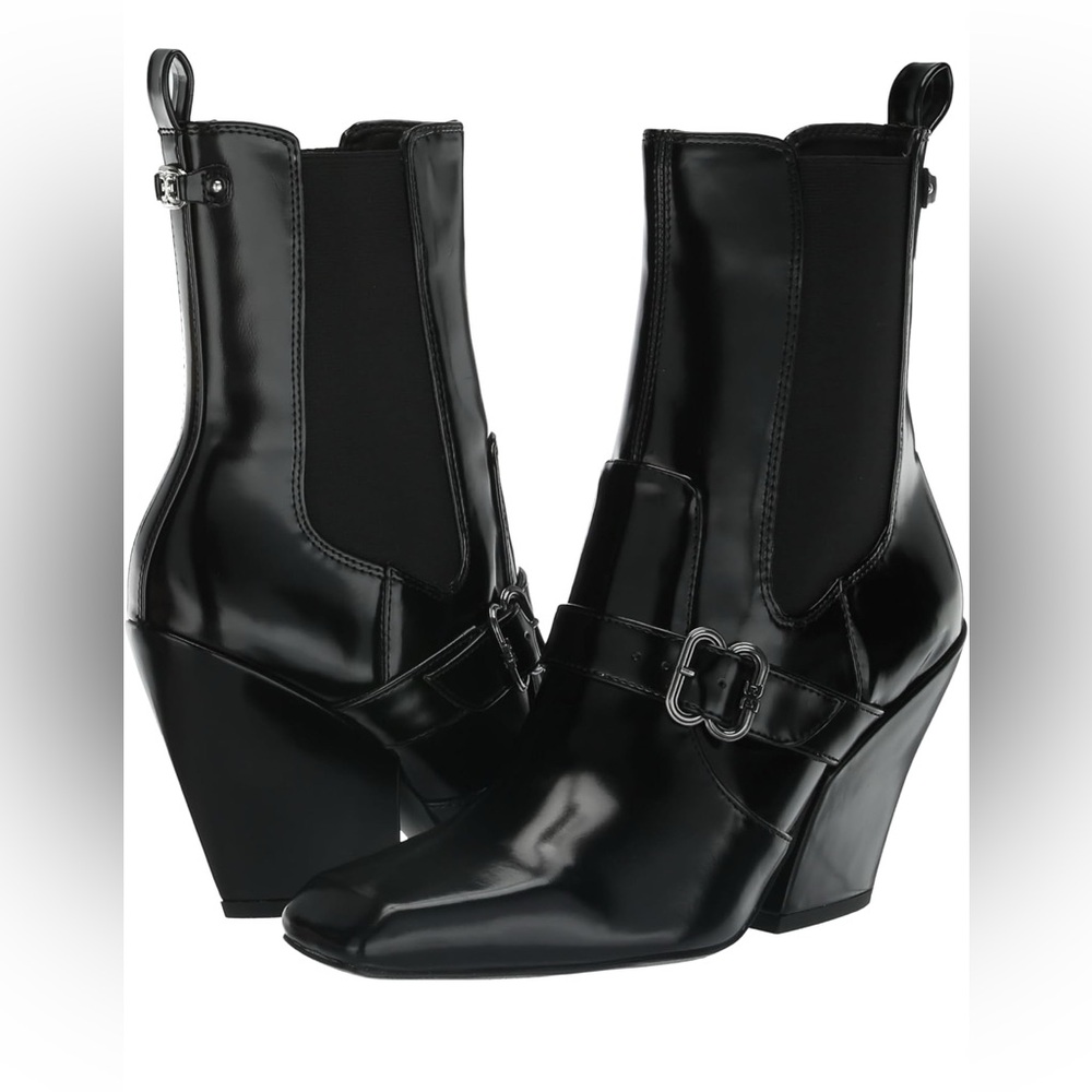 Sam Edelman Black Heeled Boots with Western Influence